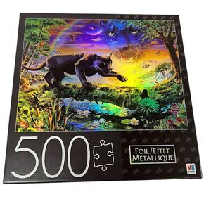 Milton Bradley Black Panther Twilight Foil Accents 500 Piece Jigsaw Puzzle